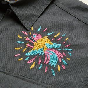 RARE Gaucho Vault Snapshirt "Dos Gallos : Charcoal Microstripe" Howler Bros. (S)